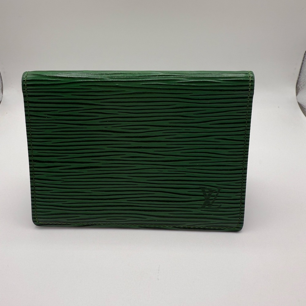 Authentic Louis Vuitton Green Epi Leather Card/ID Holder Wallet